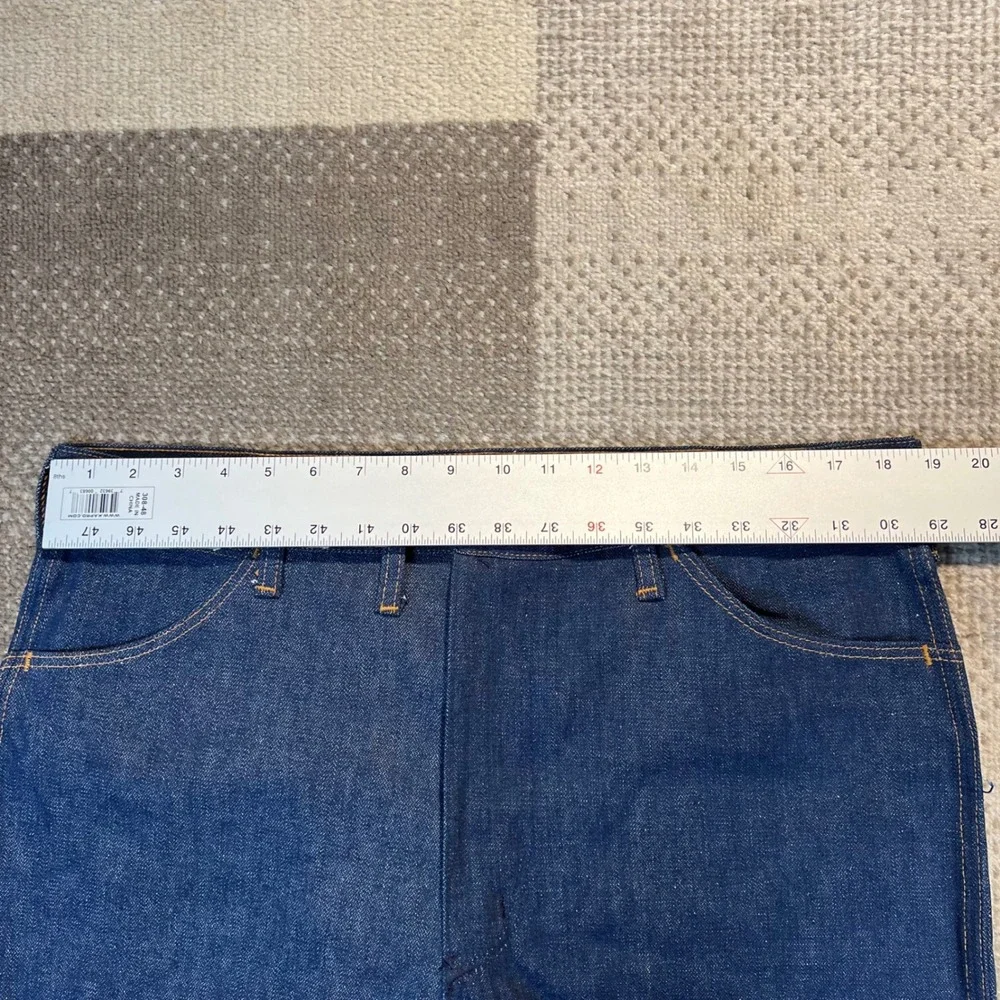 Vintage Wrangler No Fault Jeans Mens 38x32 70s USA Made Dark Wash Indigo Denim